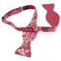 Raspberry Red Floral Reversible Bow Tie - Le Coq En Pap