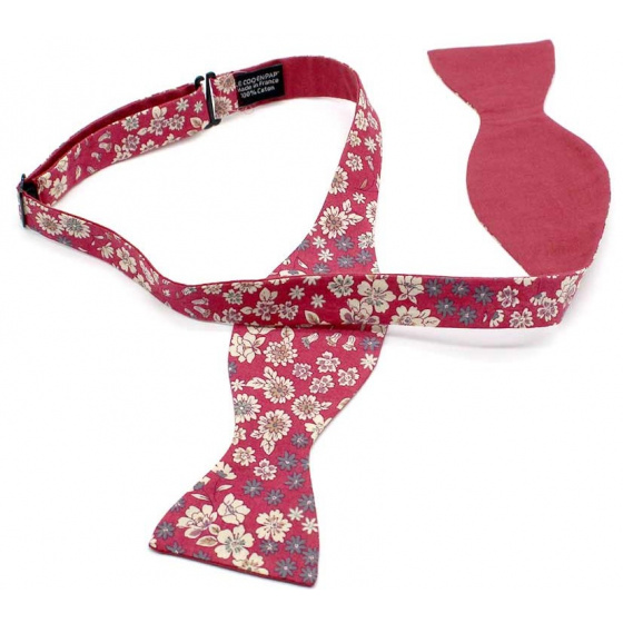 Raspberry Red Floral Reversible Bow Tie - Le Coq En Pap Raspberry Red Floral Reversible Bow Tie - Le Coq En Pap