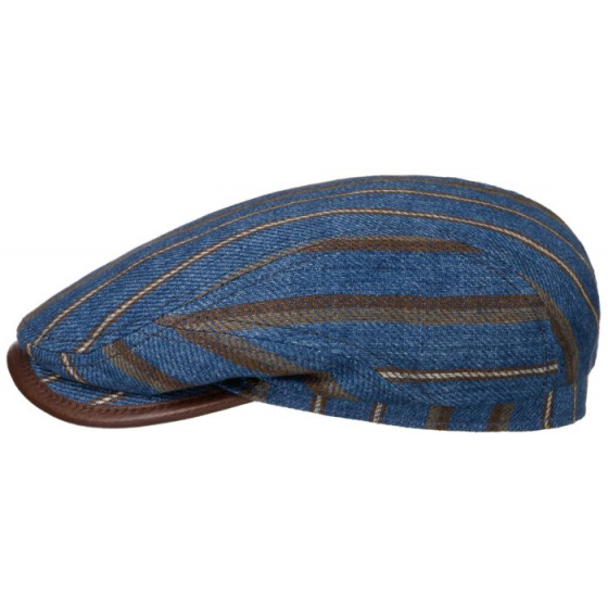Flat Cap Driver Linen Blue & Brown - Stetson