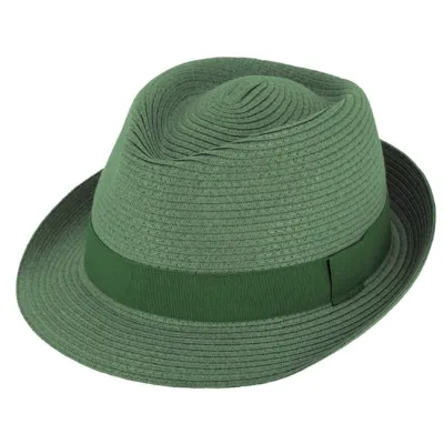 Chapeau Trilby Paille Papier Vert Sapin - Traclet