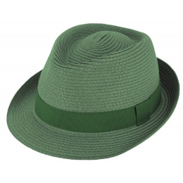 Trilby Straw Hat Fir Green Paper - Traclet