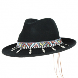 Fedora Hat Felt Wool Aztec Black Waterproof - Traclet