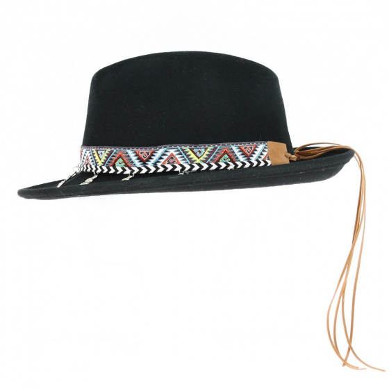 Fedora Hat Felt Wool Aztec Black Waterproof - Traclet