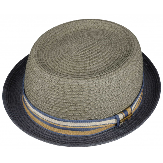 Stetson Grey & Navy Blue Toyo Scriba Porkpie Hat