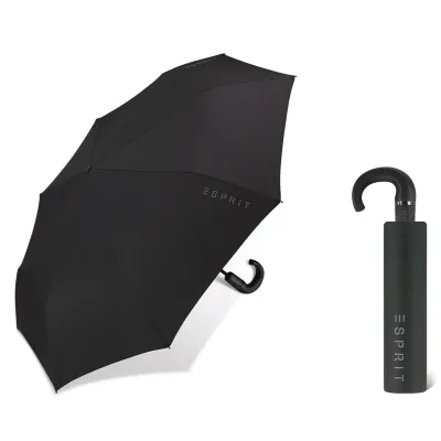 Parapluie Pliant Poignée Courbe Noir - Esprit  Reference : 17758| Chapellerie Traclet