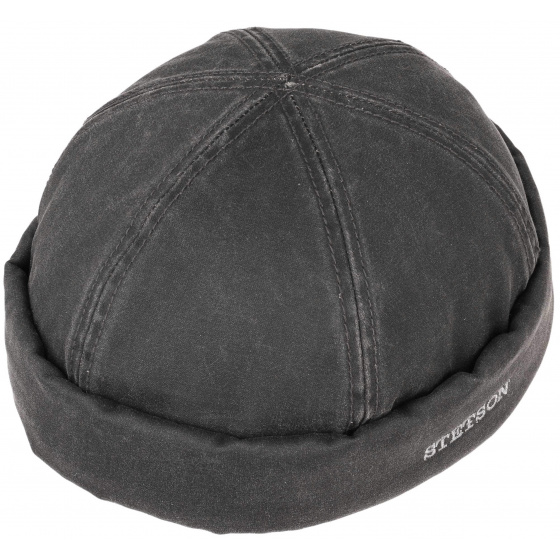 Bonnet Docker Hiver Coton Vieilli Noir - Stetson Bonnet Docker Hiver Coton Vieilli Noir - Stetson