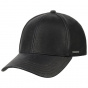 Black Leather Baseball Cap with Ear Flaps - Stetson