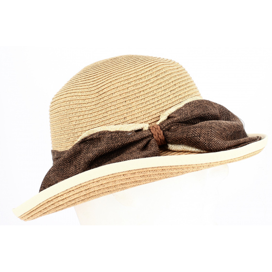 Lavandou Paper Straw Cloche Hat Beige - Traclet