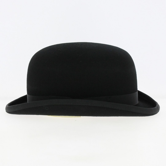 Black Wool Felt Melon Hat - Traclet Black Wool Felt Melon Hat - Traclet