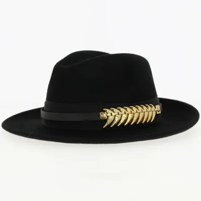 Chapeau Fedora Feutre Laine Plume Noir Imperméable - Traclet