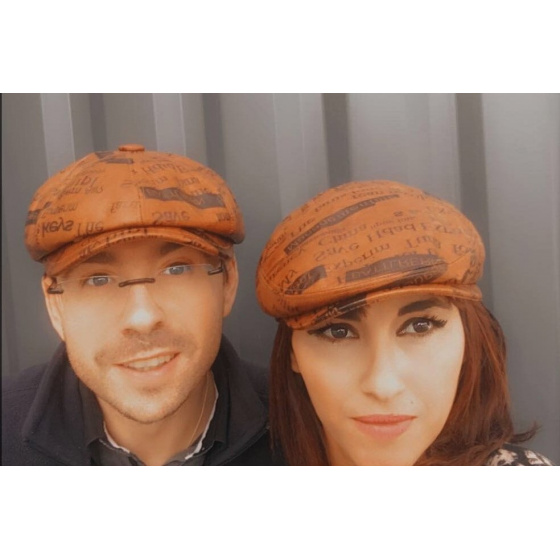 Casquette Cuir Plate Sprint cognac