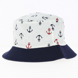 Navy Anchor Reversible Cotton Bucket Hat - Fiebig