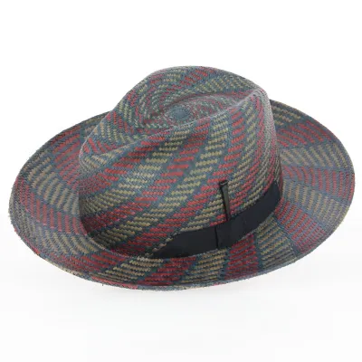 Chapeau Fedora Paille Panama Rouge et Or - Bailey