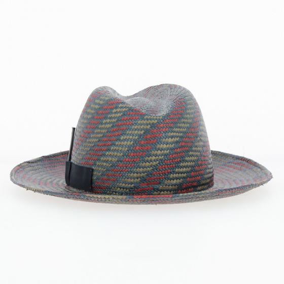 Red and Gold Panama Straw Fedora Hat - Bailey