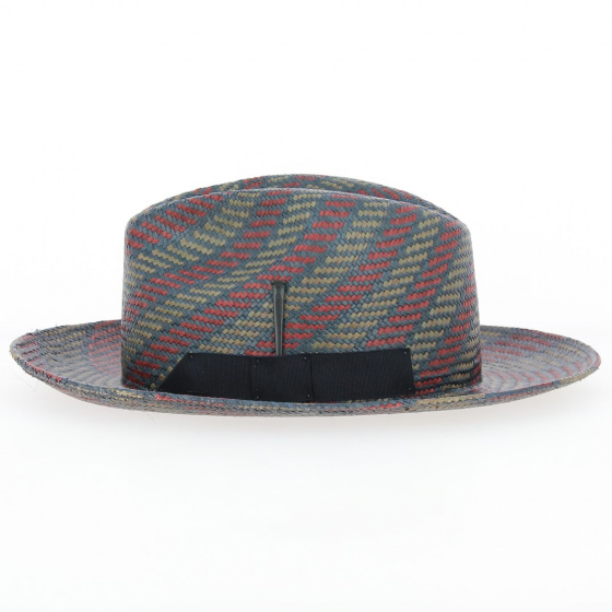 Chapeau Fedora Paille Panama Rouge et Or - Bailey