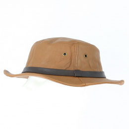 Kirwee Sheepskin Leather Taupe Hat - Aussie Apparel