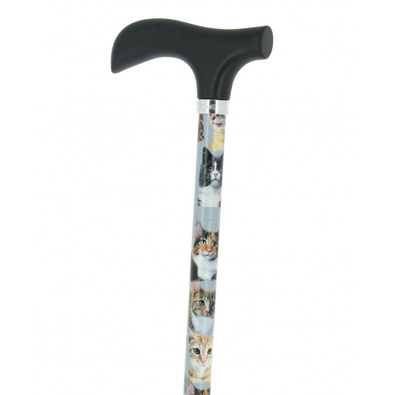 Adjustable Aluminum Cane with Cat Pattern - Fayet