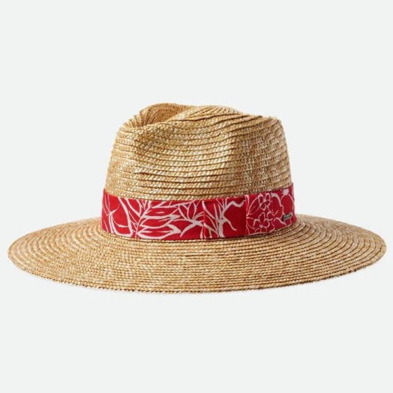 Traveller Hat Wide Brim Joanna Natural Straw Aloha - Brixton
