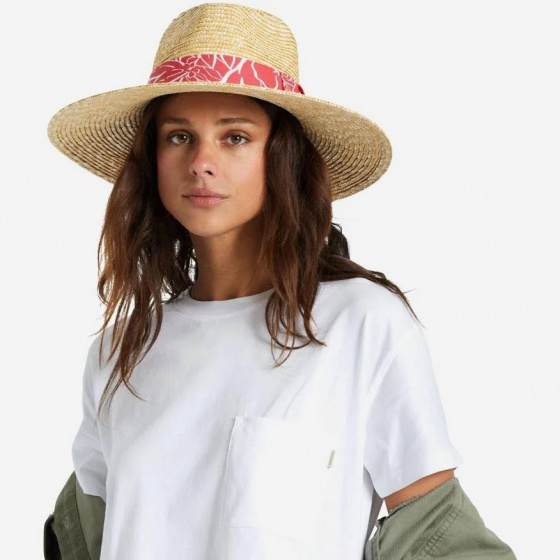 Traveller Hat Wide Brim Joanna Natural Straw Aloha - Brixton
