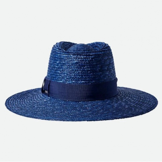 Chapeau Traveller Larges Bords Joanna Paille Naturelle Bleu - Brixton