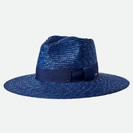 Joanna Wide Brim Traveler Hat Natural Straw Blue - Brixton
