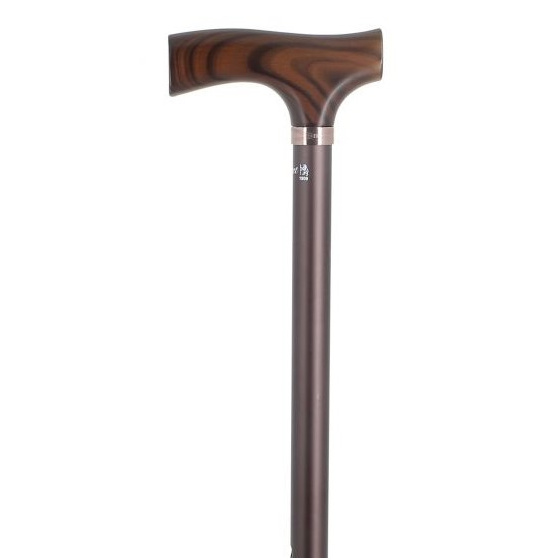 Aluminium adjustable cane with wooden handle - Fayet