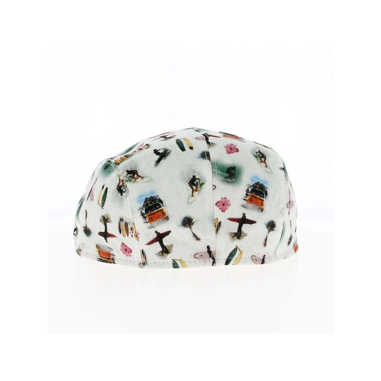 Paperino Flat Cap White Cotton Hawaiian Pattern - Traclet