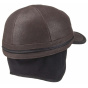 Brown Leather Byers Earflaps Cap - Stetson