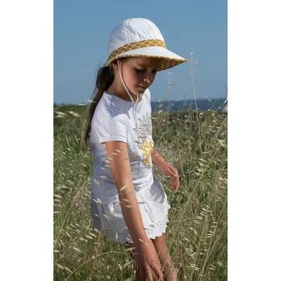 Casquette Fille Louison Jugulaire Anti-UV Moutarde - Soway