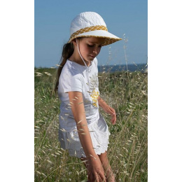 Louison Girl's Mustard Anti-UV Chinstrap Cap - Soway