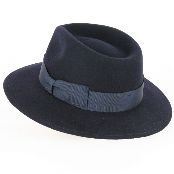 Chapeau Fedora Chester Feutre Laine Marine - Traclet Chapeau Fedora Chester Feutre Laine Marine - Traclet
