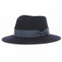 Chester Navy Wool Felt Fedora Hat - Traclet