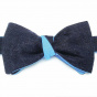 Two-Tone Navy Blue and Blue Linen Reversible Bow Tie - Le Coq En Pap