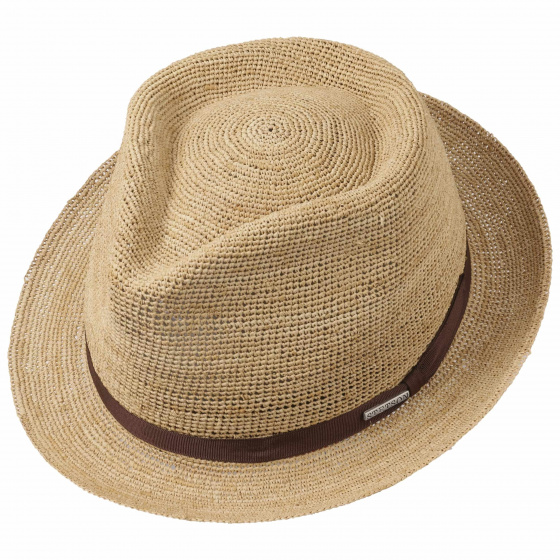 Chapeau Porkpie player Mitchell Raffia Stetson - Marron