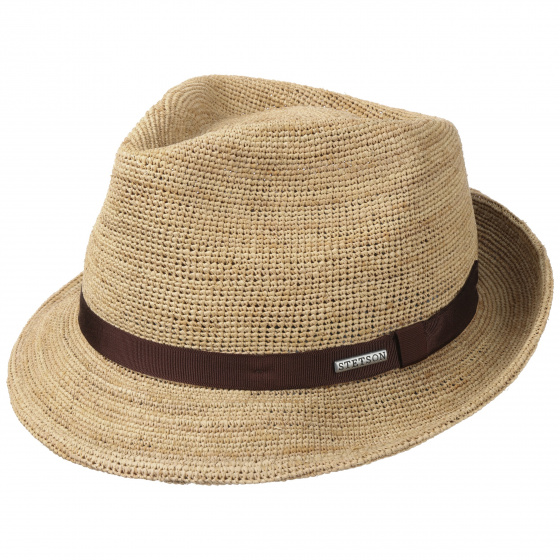 Chapeau Porkpie player Mitchell Raffia Stetson - Marron