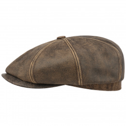 Casquette Hatteras Lambskin Cuir Marron - Stetson