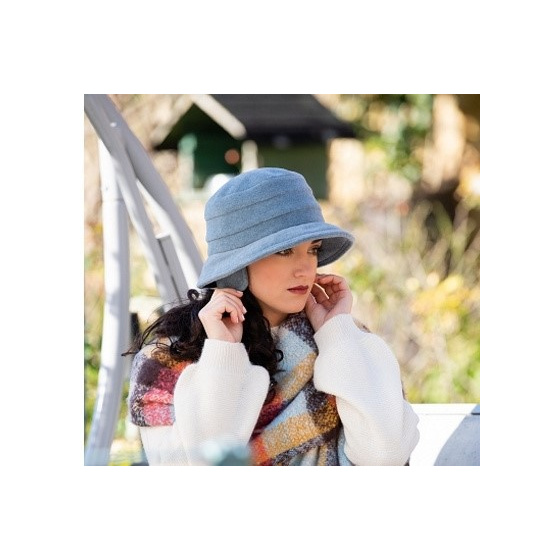 Elza Ice Blue Fleece Bucket Hat with Ear Flaps - Traclet