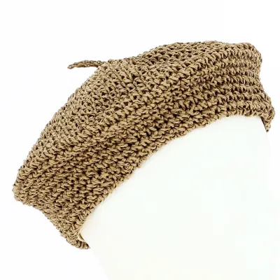 Woman's straw beret taupe - Traclet