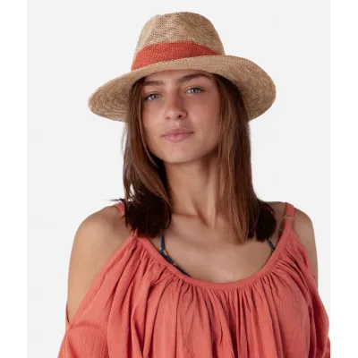 Fedora Ponui Beige Glitter & Coral Hat - Barts