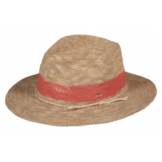 Chapeau Fedora Ponui Beige pailleté & Corail - Barts