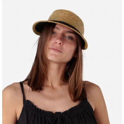 Casquette Visière Peona Paille Marron & Noir - Barts