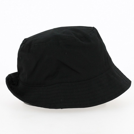 Black Cotton Bucket Hat with Blue Tartan Lining - Traclet