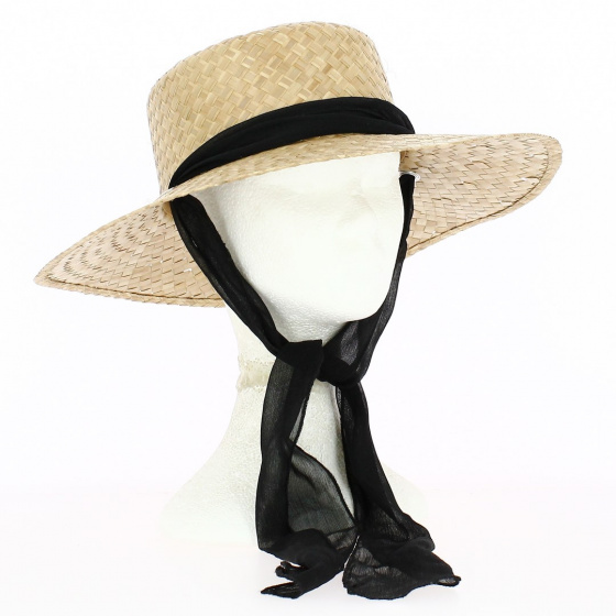 Flat Bottom Straw Wide Brim Hat - Traclet