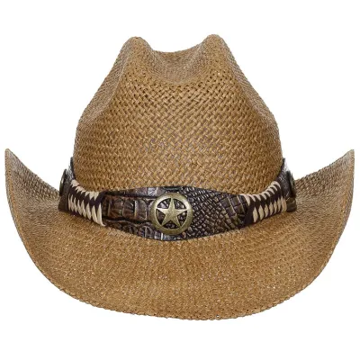 Chapeau Cowboy Thunderbird Paille Papier Marron - Traclet