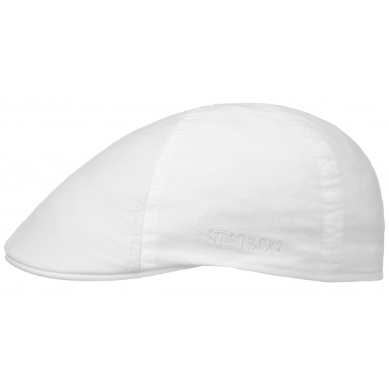 White Organic Cotton Flat Cap - Stetson