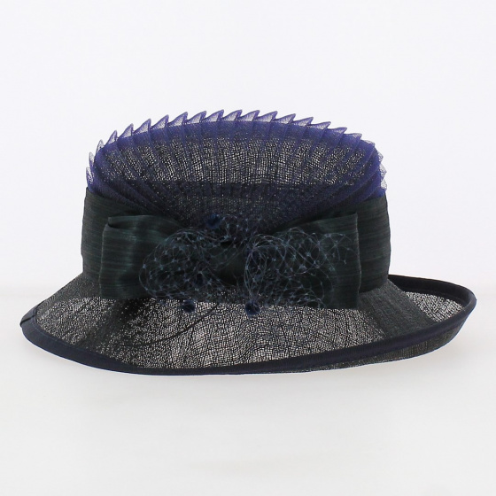 Isa Navy Straw Ceremonial Hat - Traclet