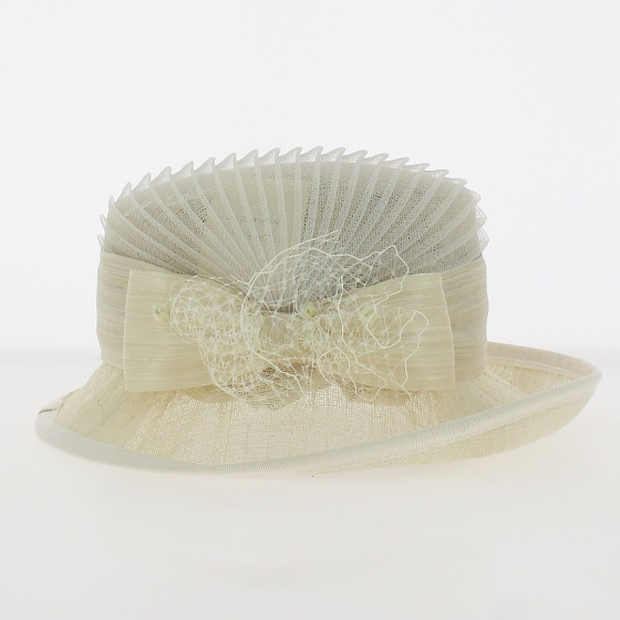 Chapeau de Cérémonie Isa en Paille Ecru - Traclet Chapeau de Cérémonie Isa en Paille Ecru - Traclet