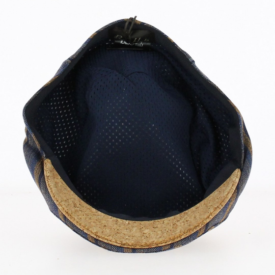 Casquette plate rayées Bleue et marron - Traclet