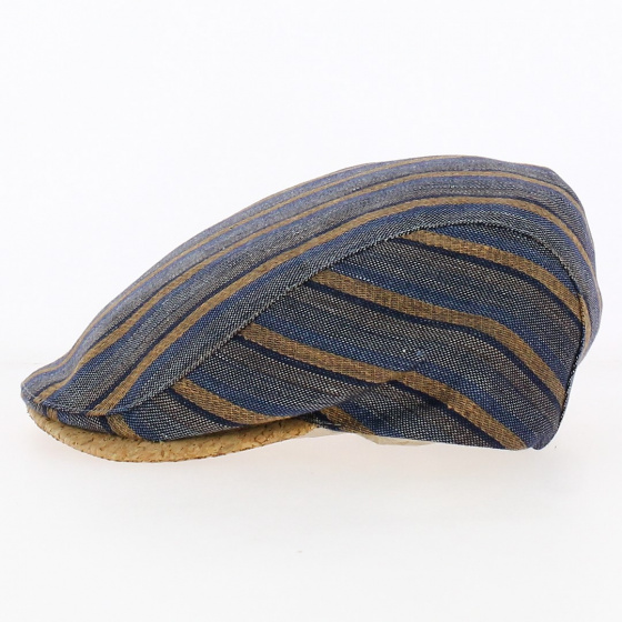 Blue and brown striped flat cap - Traclet Blue and brown striped flat cap - Traclet