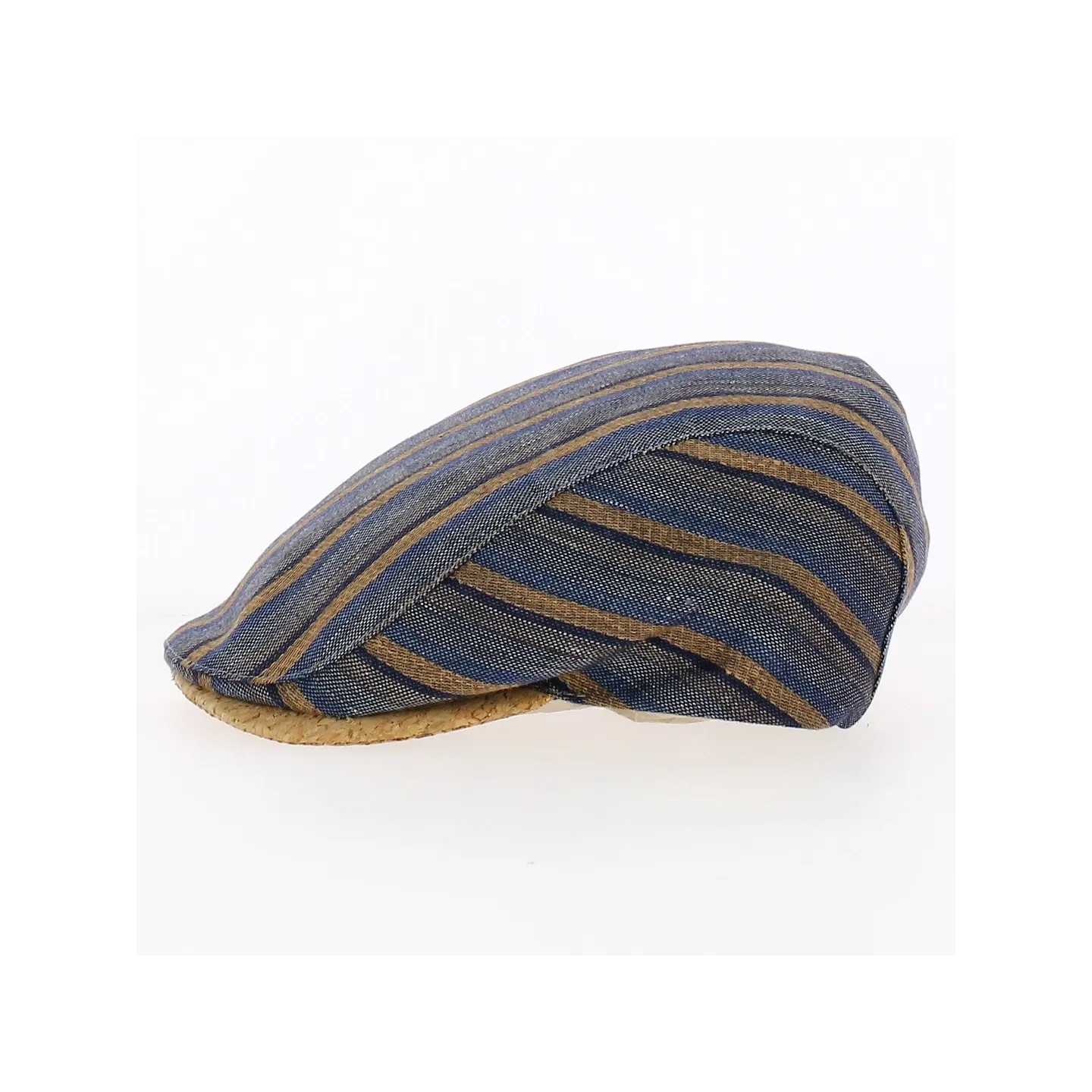 Blue and brown striped flat cap - Traclet